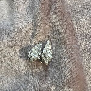 Elegant Silver Crystal Clip On Earrings